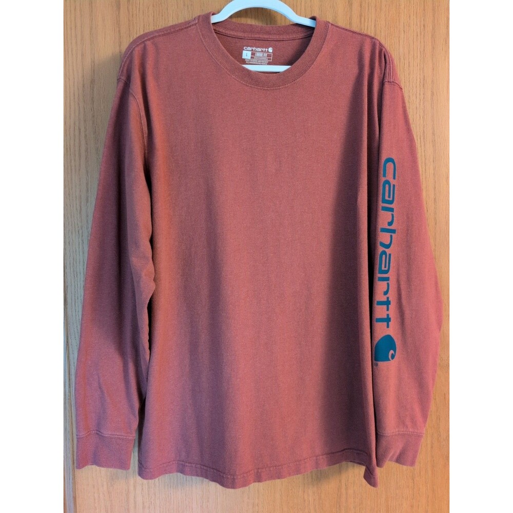Carhartt Mens Lg Loose Fit Graphic Logo Long Sleeve T-Shirt - Homestead Red